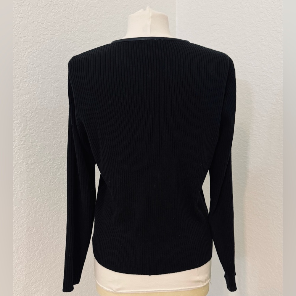 Vintage Escapade Suede Front Knit Sweater Jacked With Studded Leather Trim - L - Picture 6 of 8